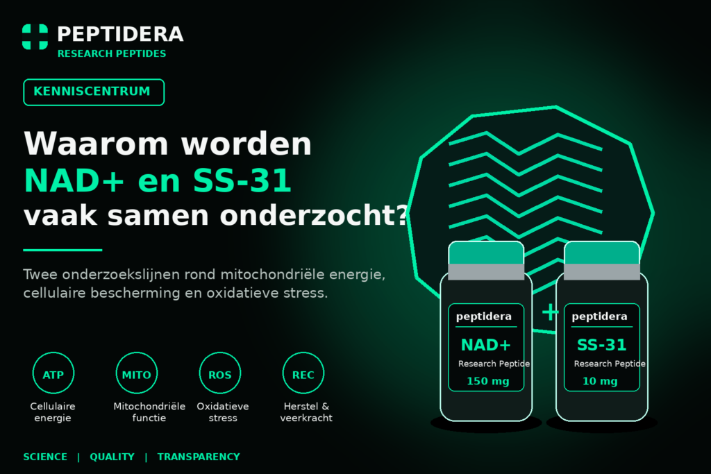 Waarom worden NAD+ en SS-31 vaak samen onderzocht? peptidera nad ss31 samen onderzocht